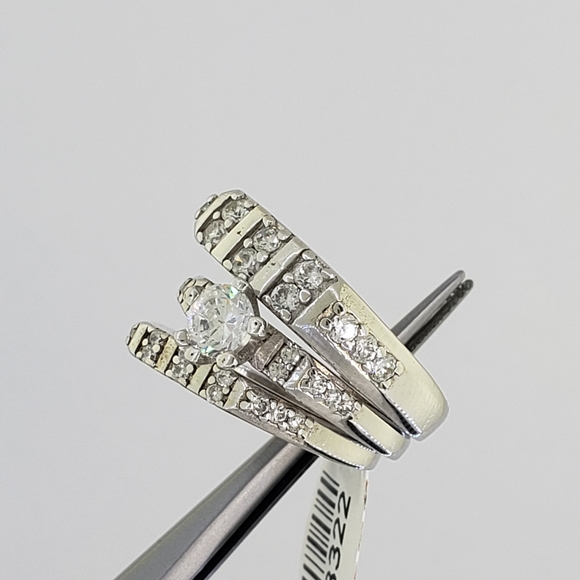 Brand New 3 Pcs 925 Silver His & Hers Wedding Set - Picture 2 of 8